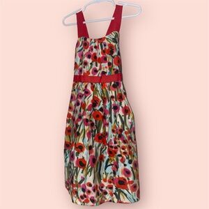 Milly Minis Vibrant Floral Dress with Red Accents. Size 6